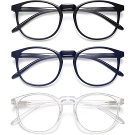 IBOANN Chic & Comfy Blue Light Glasses for Women - 3-Pack Round Frames, Screen-Ready Style with UV Protection Coating