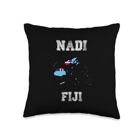Nadi Fiji Vintage Fiji Flag Map Design Throw Pillow