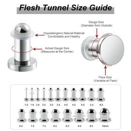 Ayoiow 2Pcs Ear Gauges Tunnels Steel, Silver Mens Gauges 00 High Polished Cylinder Shape Plugs and Tunnels