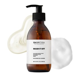 SkinTra - Wash It Off - Gentle Glucoside Cleansing Gel for Face & Eyes, Supports Skin’s Microbiome – Vegan – Non-Drying – Fragrance-Optimized – 200 ml/Net 6.76 Fl. Oz