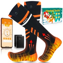 Heated Socks for Men Women App Control - 5000mAh Upgraded Rechargeable Battery Heated Socks 4 Heating Settings, Washable Thermal Electric Heating Socks, Foot Warmers for Skiing Hiking Hunting Fishing