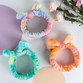LADES Teen Girls Fuzzy Skincare Headband - Face Washing Hair Band Terry Cloth Headbands for Washing Face