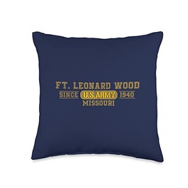 Fort Leonard Wood - Missouri US Army Base Fort Leonard Wood-US Army Base Vintage Throw Pillow, 16x16, Multicolor