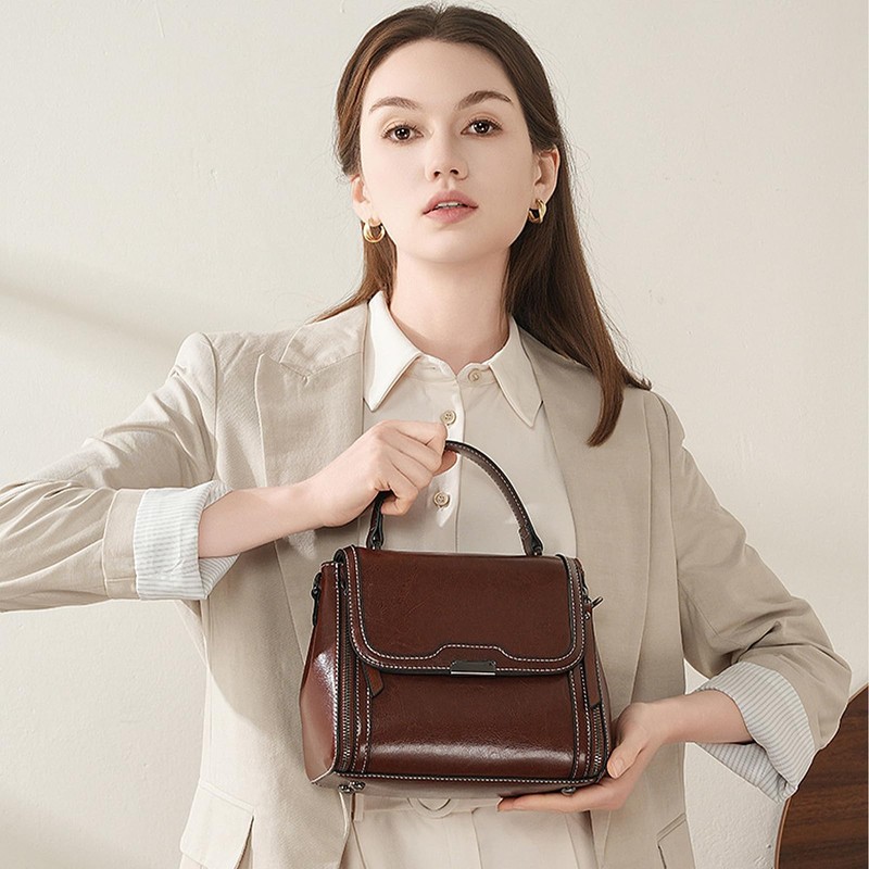 MoreFarther Women's Leather Shoulder Handbags, Top Handle Cross Body Bag