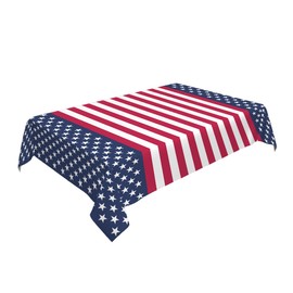 GSRONY Decorative Rectangle Table Cloths Stars Stripes 4th of July America Blue Red Tablecloth Table Cover for Dining/BBQ/Picnic/Coffee Table 52 X 70 Inches