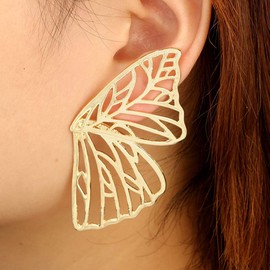 Kenfery Vintage Butterfly Wing Stud Earrings Boho Gold Hollow Butterfly Earrings Punk Cute Insect Jewelry for Women and Girls