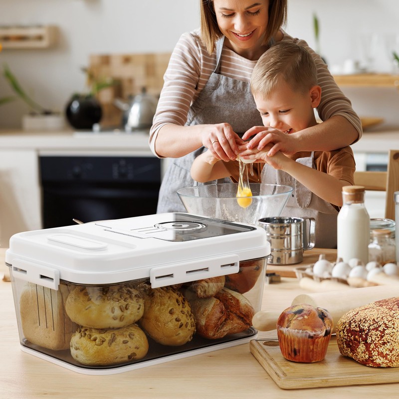 Olimingse Bread Box For Kitchen Countertop, Airtight Bread Storage Container,