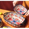Bicuzat Vintage Flowers Style Ceramic Bakeware Casserole Dish Baking Pan