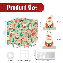 Merry Christmas Money Box Gifts for Women Men, Boys Girls Surprise Money Gift Boxes Set for Cash - Christmas Box Holders and 35 Pcs Transparent Bags, Santa Claus Christmas Party Decorations