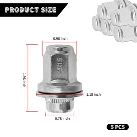 ZUDKSUY 5PCS M14-1.50 Wheel Nut Replacement Front and Rear 9-1000371, 9094201103, 90942-01103, 90942A1001, 611-277, 611-2771, 6112771, 910003 Compatible with Toyota Tundra 2007-2021