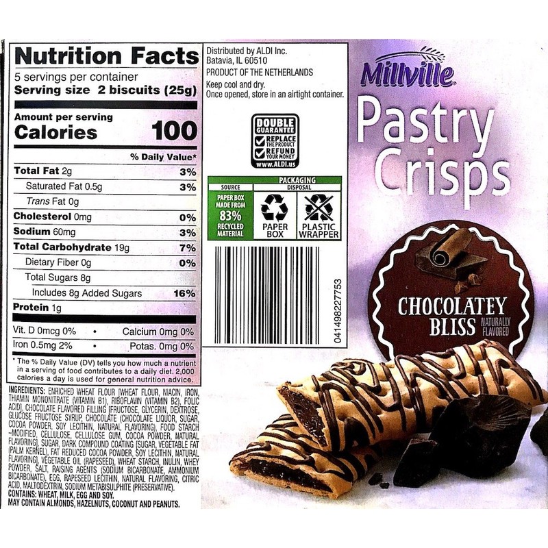 Millville Pastry Crisp Naturally Flavor (10 Bars) (Chocolatey Bliss)