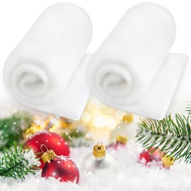Christmas Snow Blanket - 2.6ft x 7.8ft - Artificial Snow Blankets for Christmas Decorating - White Soft Fluffy Fake Snow Cover for Creating a Winter Wonderland Village Crafts Backdrop(D/2Pcs White)
