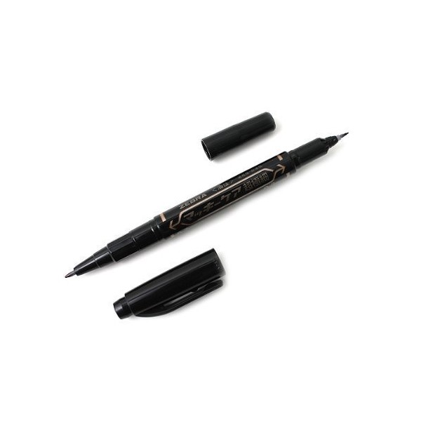 Zebra Mackee Care Double-Sided Marker Pen - Extra Fine Point - Black 3 Set