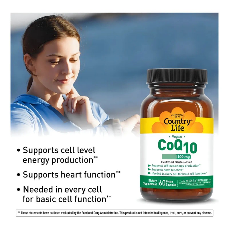 Country Life Coq10 Coenzima Q10 Vegana 100 Mg 60 Caps