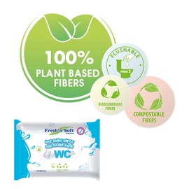 Fresh'n Soft Feuchttücher für die Toilette, mit Kamillenextrakt, biologisch abbaubar und kompostierbar, für den täglichen Gebrauch (120 Einheiten normal (2er-Pack)