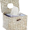 Square Rattan Tissue Box Cover (Whitewash)