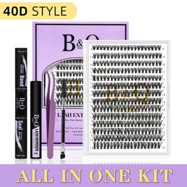 B&Q LASH l 30D+40D Lash Kit l Natural Look Long Lasting Springtok Lashes Beginner Friendly Eyelashes with Bond&Seal Remover Extensions at Home:_40D KIT