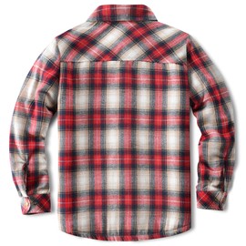 Puwasa Men's Sherpa Lined Cotton Flannel Shirt Jacket Plaid Button Up Jacket Coat for Men with Pocket Red X-Large