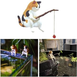 Figuritas De Gatos para Amantes De Los Gatos, 7 Piezas De Decoración De Gato De Pesca De Resina De Mesa, Decoración De Animales para Arreglos De Escena, Adorno De Gato para Acuario, Hoteles, Pecera