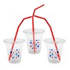 Fun Express Clear Patriotic Plastic Cups with Lids & Straws,