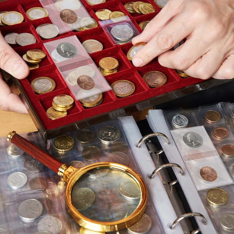 200Pcs Double Pocket Coin Flips 2½" x 2½" Clear Coin