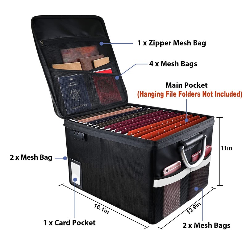 Fireproof Document File Organizer Box, Fireproof Safe Box with Lock,