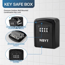 NBYT Portable Combination Lock keybox, Wall Mount,for House Keys Key Hiders to Hide a Key Outside,Waterproof Key Safe Storage Lock Box (Small size)