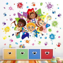 wondever Colorful Paint Inspirational Quotes Wall Stickers Painting Ink Splatter Splotches Motivational Lettering Peel and Stick Wall Art Decals for School Classroom Kids Room