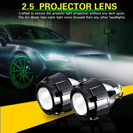 AILEO 2.5 inch Bi-Xenon HID Projector Lens H4 H7 H11 Car Retrofit Styling Use H1 light Universal (2XLHD Black Shroud)