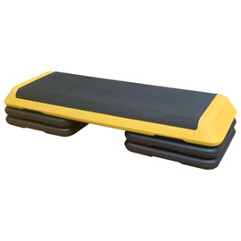 LJLB Adjustable Aerobic Step Workout Platform with 4 Risers, Fitness Trainer, Non-Slip Design, Yellow