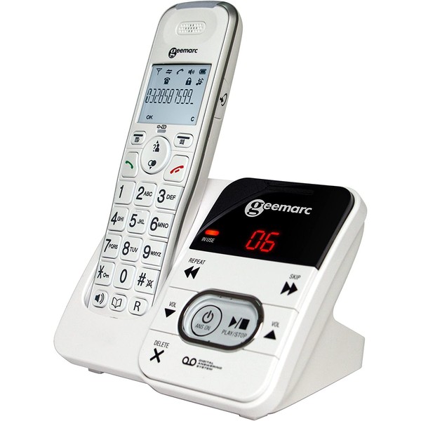 Geemarc Amplidect 295 - Amplified Cordless Home Telephone with Answering Machine and Extra Large Buttons for Seniors - Low to Medium Hearing Loss - Hearing Aid Compatible - UK Version