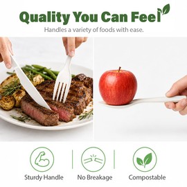 300 Pcs Disposable Cutlery Set, Heavy-Duty Compostable Utensils