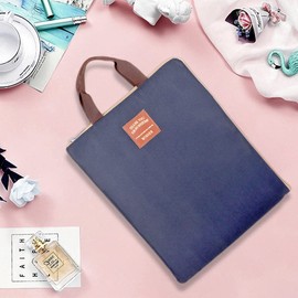 iSuperb A4 ドキュメントバッグ 文書カバー ドキュメントケース iPad収納バッグ 手提げバッグ ビジネス 整理バッグ ナイロン製 オフィス用品 a4 ファスナーケース 男女兼用 旅行用 出張 5色入り (ネイビー)