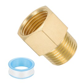 PATIKIL 1/2" NPT Male x 1/2" NPT Female Brass Pipe Fitting, Pipe Extension Connectors Reducer Adapter for Air LP Gas with PTFE Tape - 2PCS