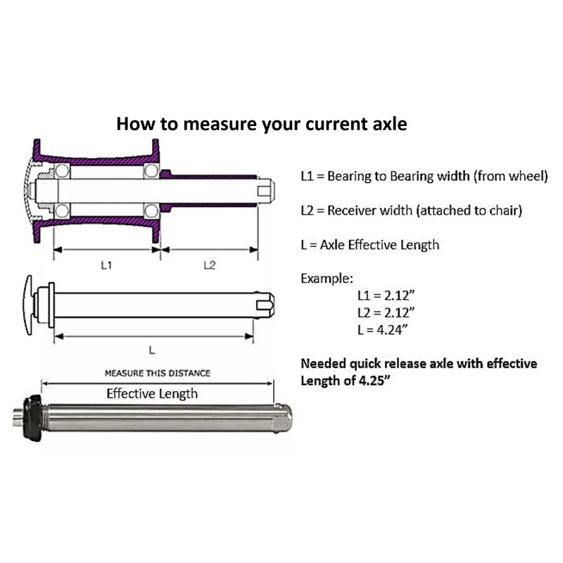 WCP 12mm x 110mm (4.25") Quick release axle for wheelchairs,