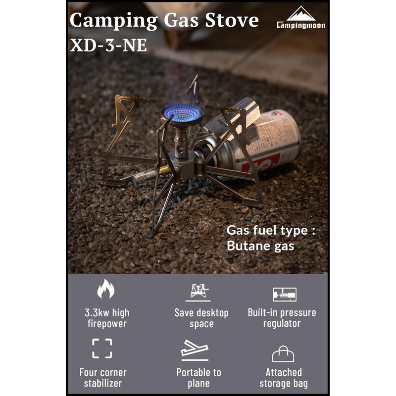 CAMPINGMOON Butane Camping Stove Portable Regulator Single Burner w/Storage Bag