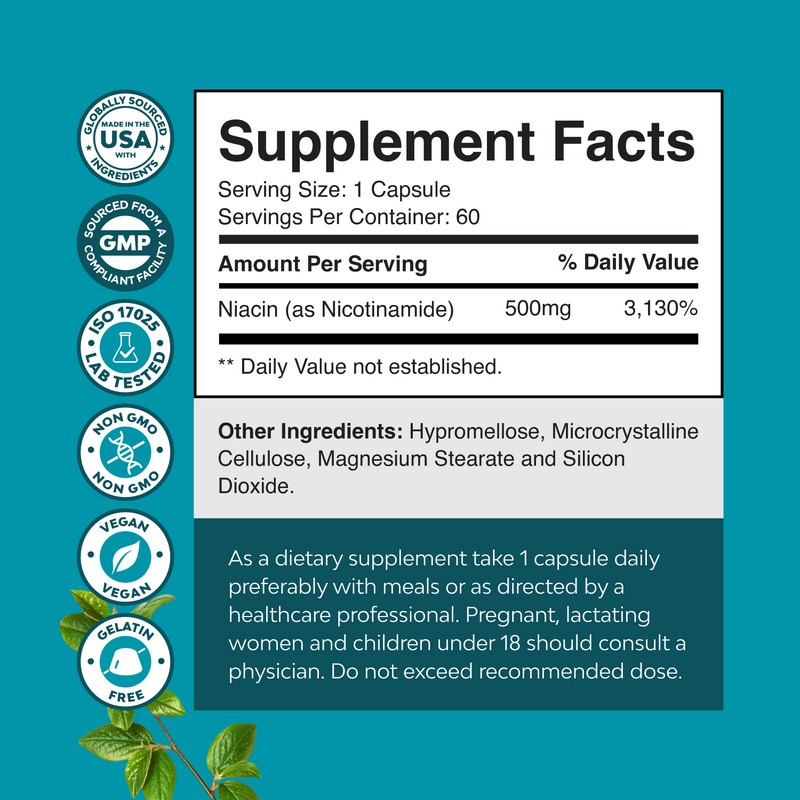 네이처스크래프트 니코틴아마이드 500mg 캡슐 Nature's Craft Niacinamide 500mg Capsules