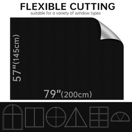 bemece Blackout Blinds-200x145cm, Portable Blackout Shades, 100% Blackout Blind Curtain, No Drill and Cut to Any Size, Fit for Nursery, Home, Travel, Office