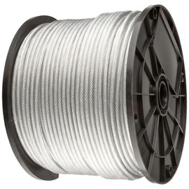 Clear Vinyl Coated Wire Rope 304 Stainless Steel Cable 3/64" Thru 1/16" 7x7-1000 ft Reel for DIY Cable Decking Railing System, Marine Grade