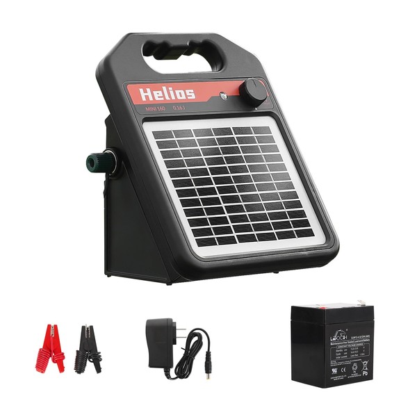 ANDMON MINI160 10 Miles Solar Fence Charger, 0.16 Joule Solar Electric Fence Charger for Livestock, Pigs, Horses, Cattle Sheep, Solar Powered Electric Fence with Day or Night Mode, Easy Installation