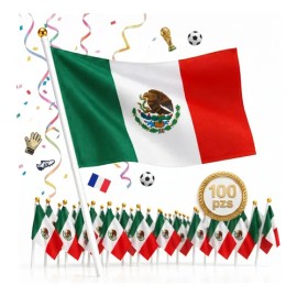 100pzs Banderas México Tela Mini Bandera Mundial Futbol 2026