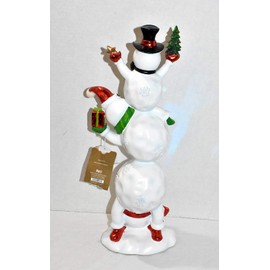 New 17.5" Triple Stacked Snowman Playing LED Color Changing Light Up Snowflakes with Timer Statue Figure Holiday Decor