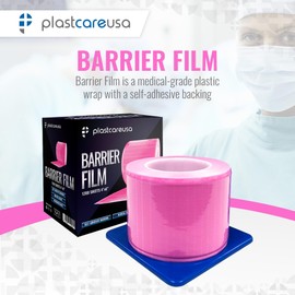 Pink Barrier Film Roll 4"x6" - 6.5nm Thickness Medical Grade Surface Protective Dental Barrier Film For Dental, Medical, Tattoo - Easy Peel, Non-Stick Tape (1 Box of 1200 Sheets) By PlastCare USA