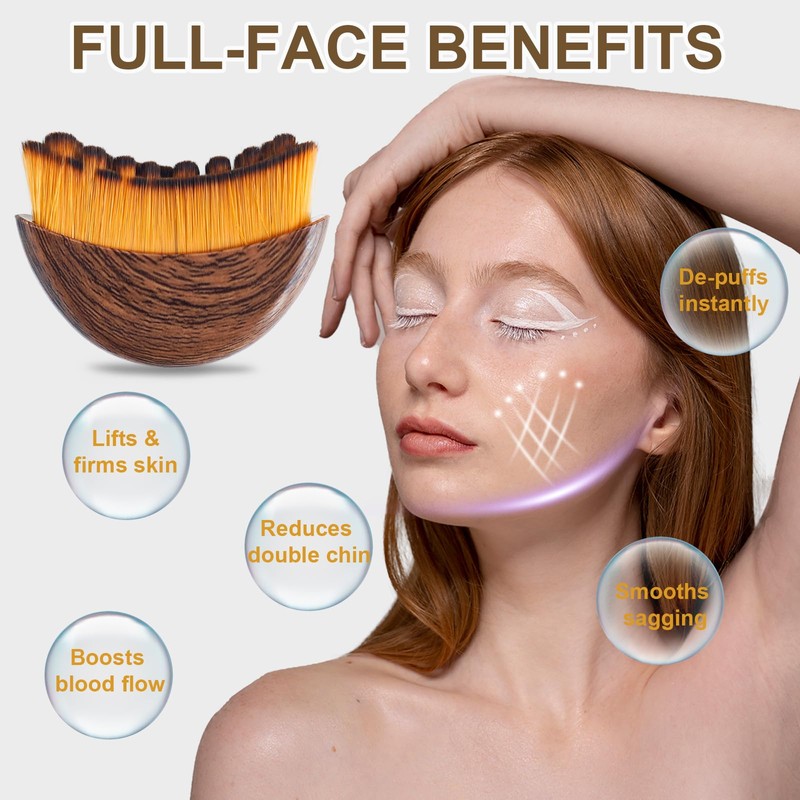 Lymphatic Contour Face Brush,Ergonomic Facial Massager for Jawline Sculpting,Puffiness Reduction,Lymphatic