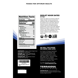 Terrasoul Superfoods Organic Deglet Dates, 2 Lbs - Pitted | Fresh | Natural Sweetener