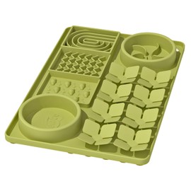Evenco Slow Feeder Bowl for Dogs and Cats, Silicone Lick Mat & Snuffle Mat with Suction Cups - Interactive Puzzle Feeder, Slow Eating, Keep Busy and Reduce Vomiting (15.75" x 10.5" Green)