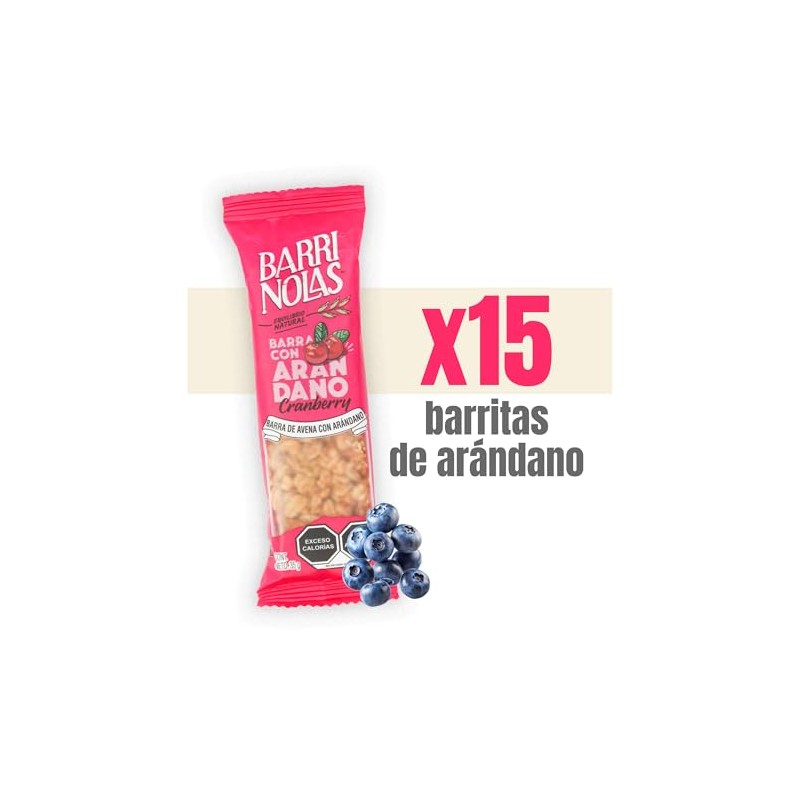 Barras nutritivas de avena con Arándano 100% natural (15 pz)