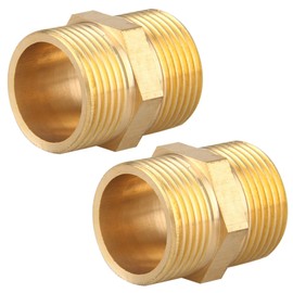 Double Nipple G1 Inch (Diameter 32.5 mm) Brass Male Thread, Pack of 2 Double Nipple Hexagonal G1 Inch AG/AG, Connector 2 x AG Thread Fitting, Double Nipple Brass Fittings Suitable for Drinking Water