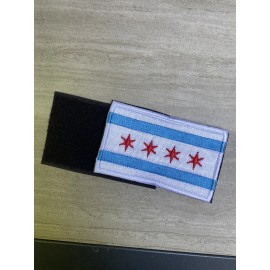 Unbranded TACTICAL CHICAGO FLAG  EMBROIDERED 3" X 2" PATCH WITH HOOK & LOOP Fastener NEW.