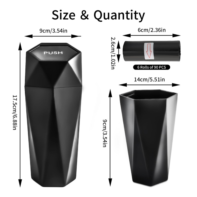ZUYIST Car Bin Interior, Car Rubbish Bin with Lid, Mini